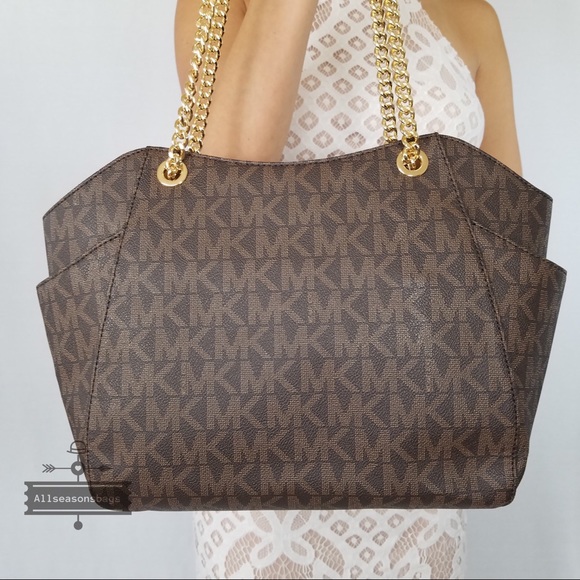 Michael Kors Jet set large chain tote brown gold - Picture 3 of 8